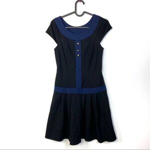 Decode 1.8 Drop Waist off shoulder Pleated Dress Size 2 In Black/Blue